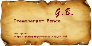 Gremsperger Bence névjegykártya